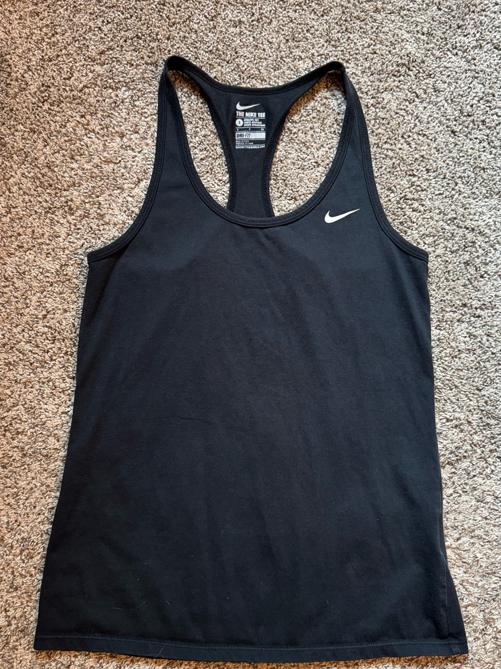 Nike Black Women's Racerback Tank with White Swoosh